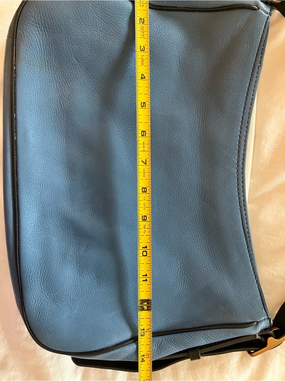 Fossil Cream and Blue Leather Saddle Crossbody with Black Strap - Picture 6 of 9